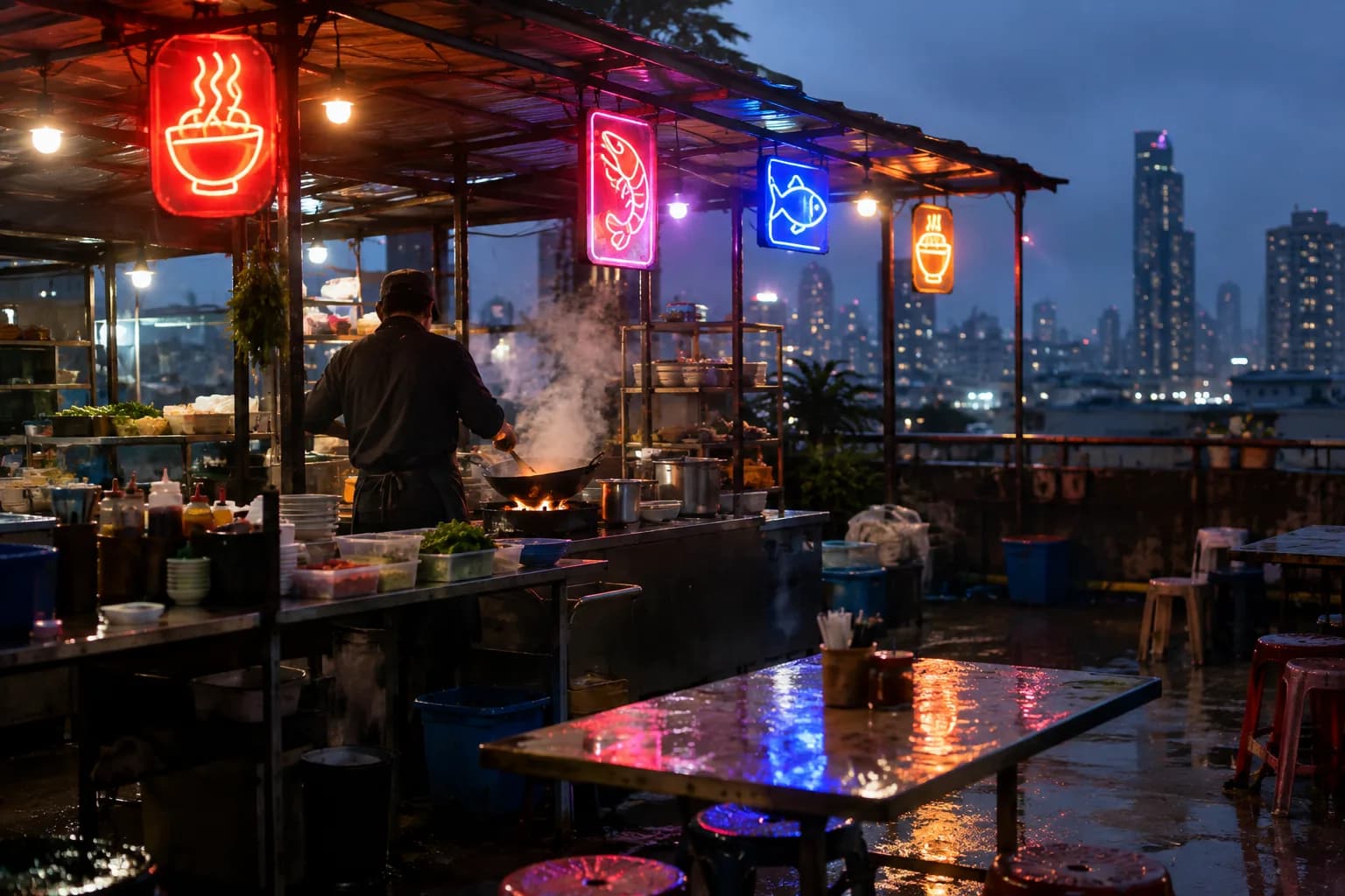 A scene of the kind Cyberpunk Neon LUT — Free Cyan & Magenta Night Look is made for